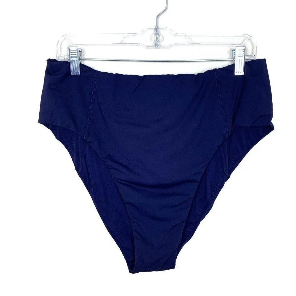 Andie Womens XXL NEW Swim Bikini High Waist Cheeky Bottom Navy Blue AB307